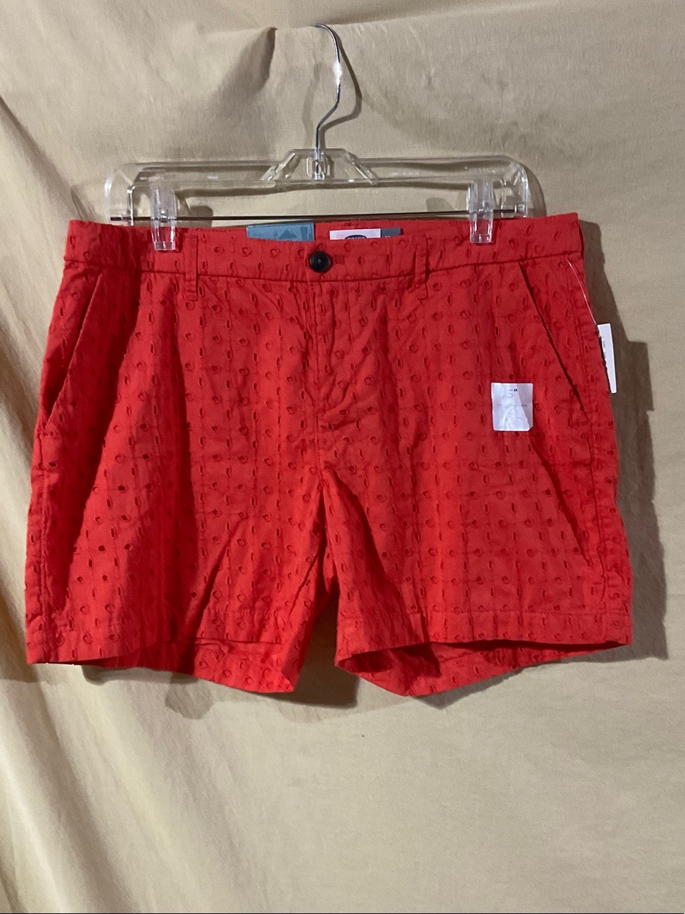 Old Navy Size 10 Orange Women's Flat Front Eyelet Cotton Shorts